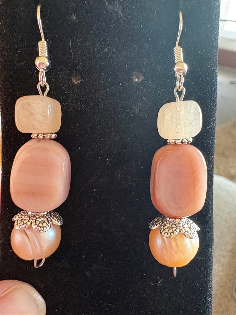 Handcrafted Quartz Stone and Pearl Drop Earrings - Women Jewelry